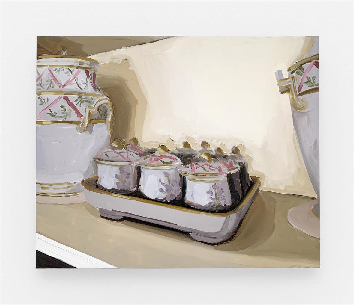 Carrie Mae Smith Art "Pot De Crème Set On Stand"
